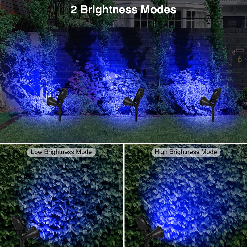 T-SUN Blue Solar Spotlights, Solar Lights Outdoor Waterproof, Auto ON/Off Adjustable Solar Garden Pond Lights for Tree, Patio, Yard, Garden, Driveway, Stairs, Pool Area (Blue- 2 Pack) - Image 3